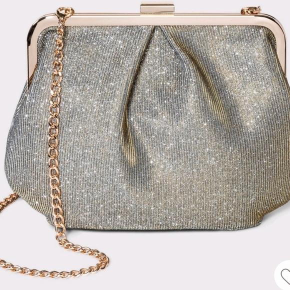 a new day Handbags - A new day gold clutch purse with long chain formal